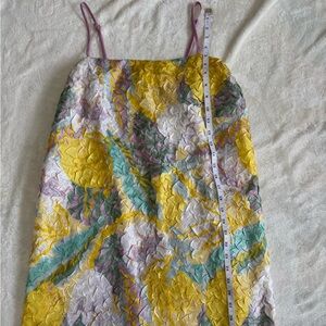 Urban Outfitters Abstract Strappy Mini Sundress Yellow Purple Green L